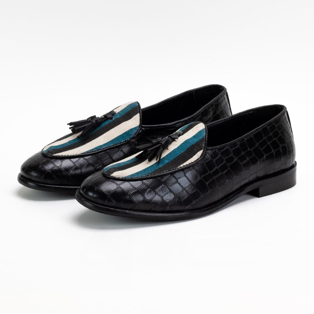 Monkstory Raro Stripped Print Smart Casual Slip-Ons - Multicolor