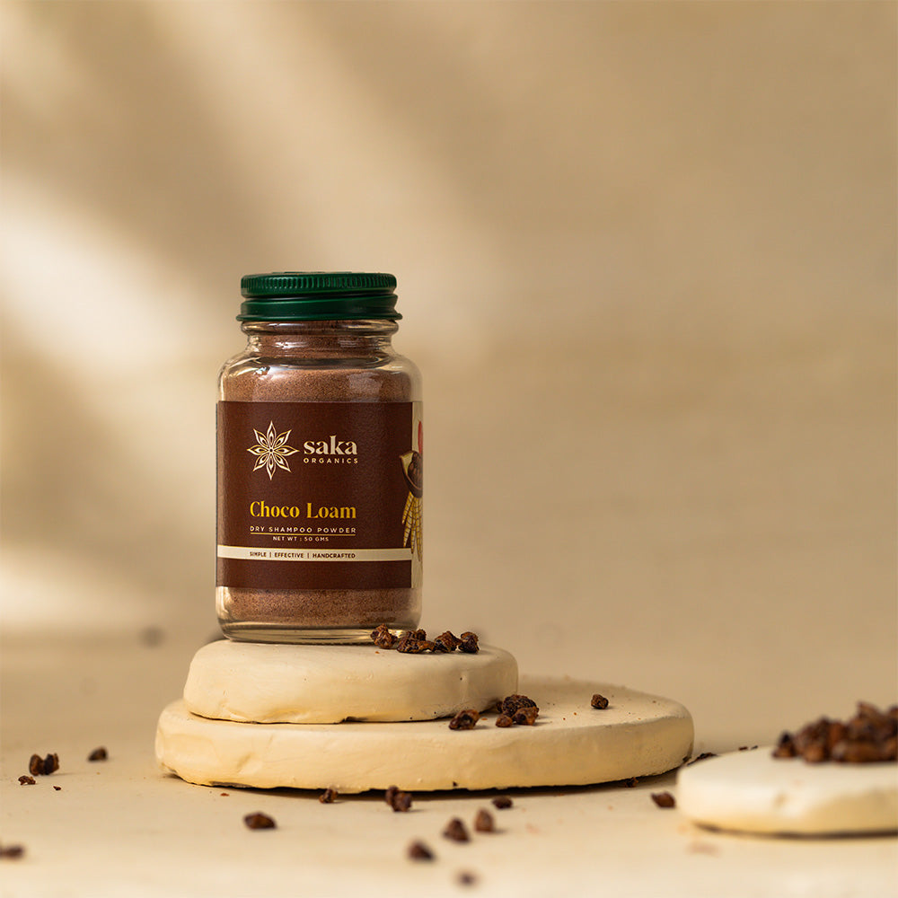 Saka Organics - Choco Loam | Handmade Dry Shampoo Powder | Natural Hair Care for All Hair Types (50gms)