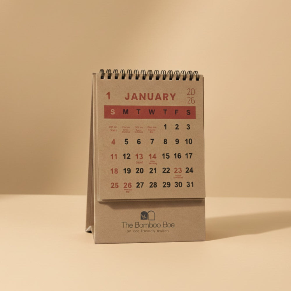 The Bamboo Bae Minimalist Kraft Paper Desk Calendar for Eco-Conscious Planning – 2026