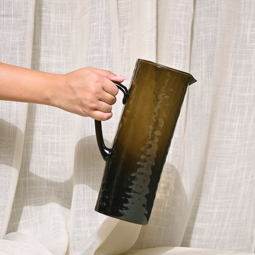 Muun Home Brown Textured Glass Pitcher