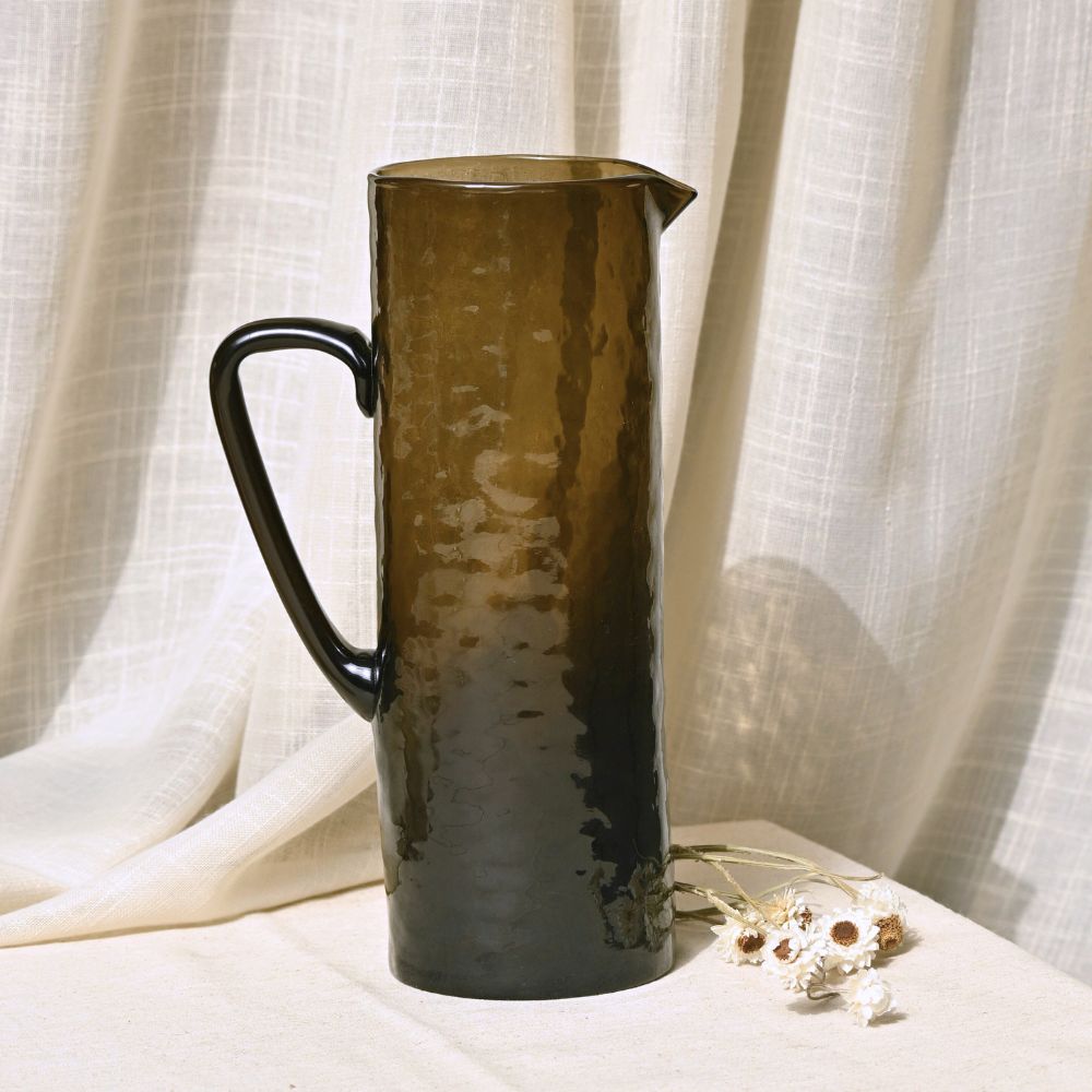 Muun Home Brown Textured Glass Pitcher