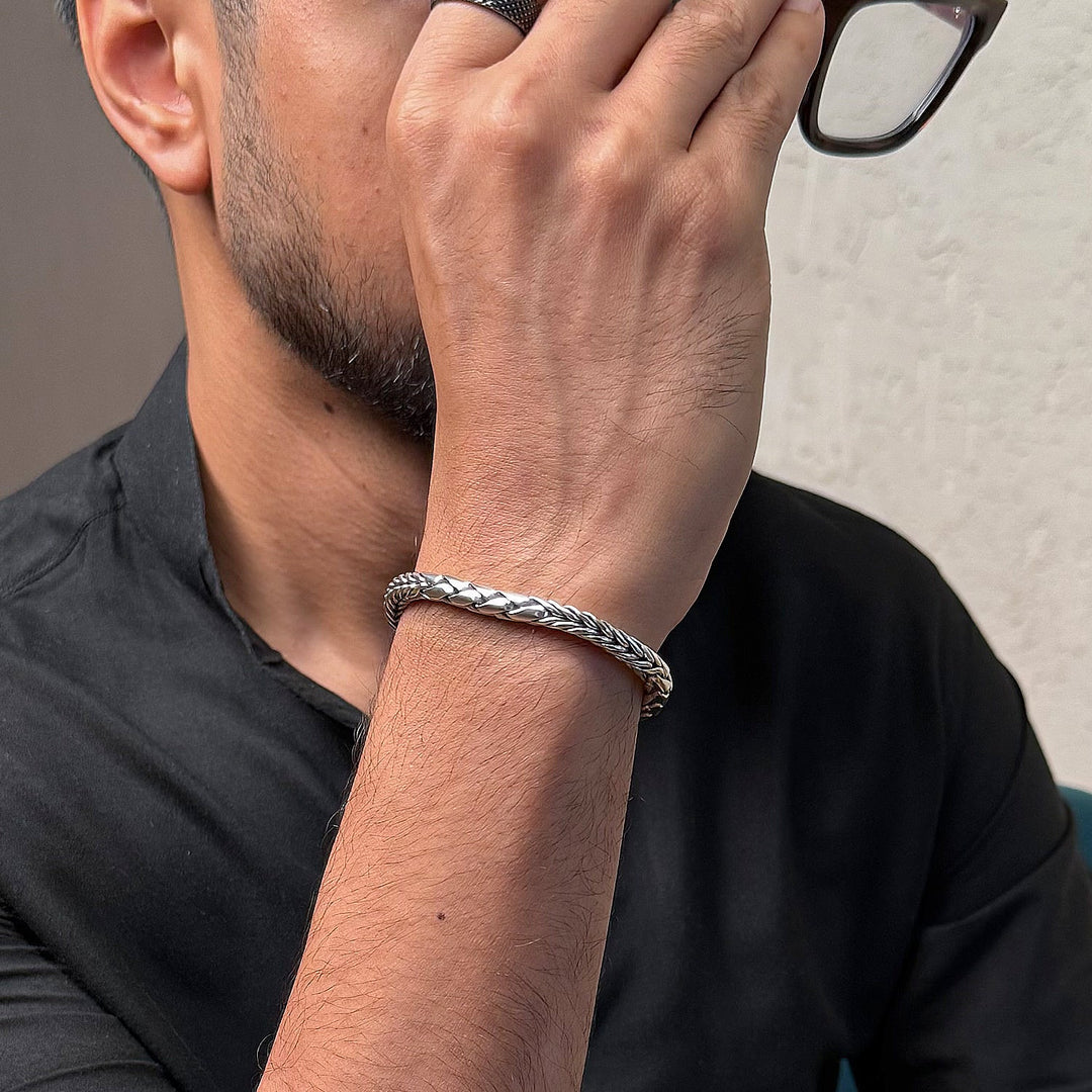 Dual Woven Bali Link Bracelet in 925 sterling silver