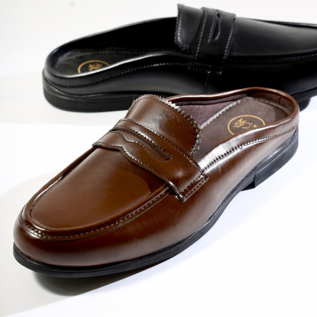 Monkstory Atelier 1930 Penny Loafer Mules – Cognac Brown
