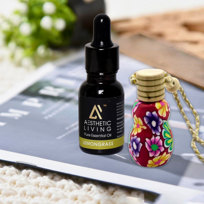 Aesthetic living car aromatizer/diffuser bottle with essential oil(gourd shape-15ml+ essential oil 15ml)
