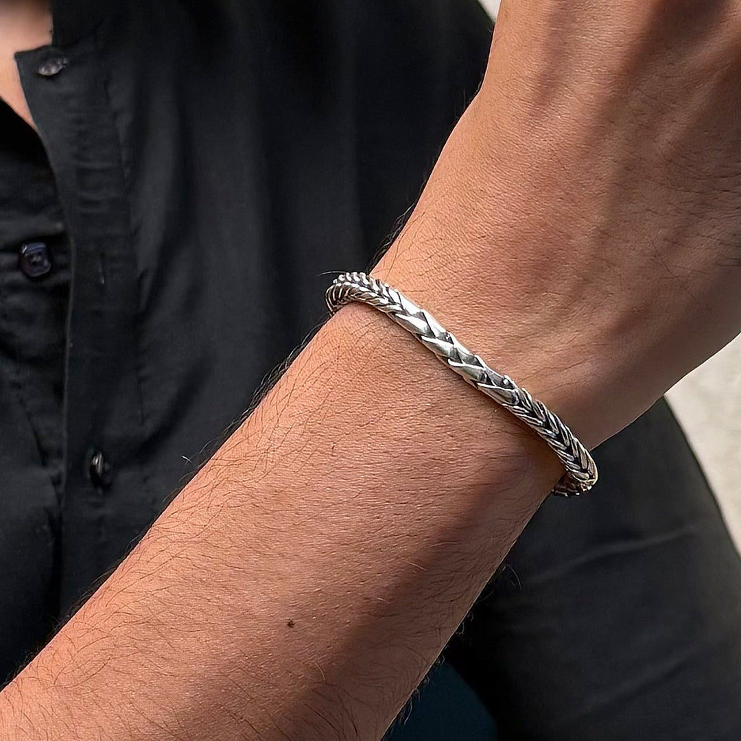 Dual Woven Bali Link Bracelet in 925 sterling silver