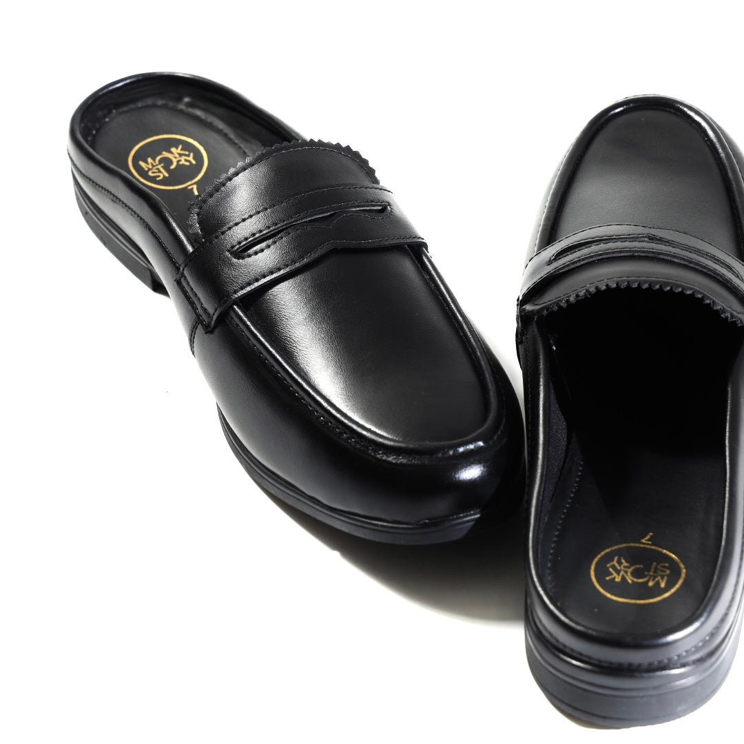 Monkstory Atelier 1930 Penny Loafer Mules – Midnight Black