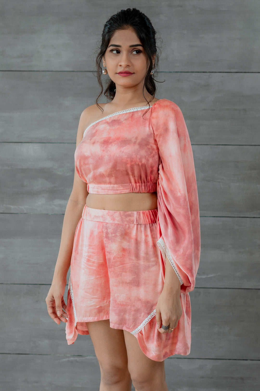 ITIDOR Blaire Peach One - Shoulder Blouse