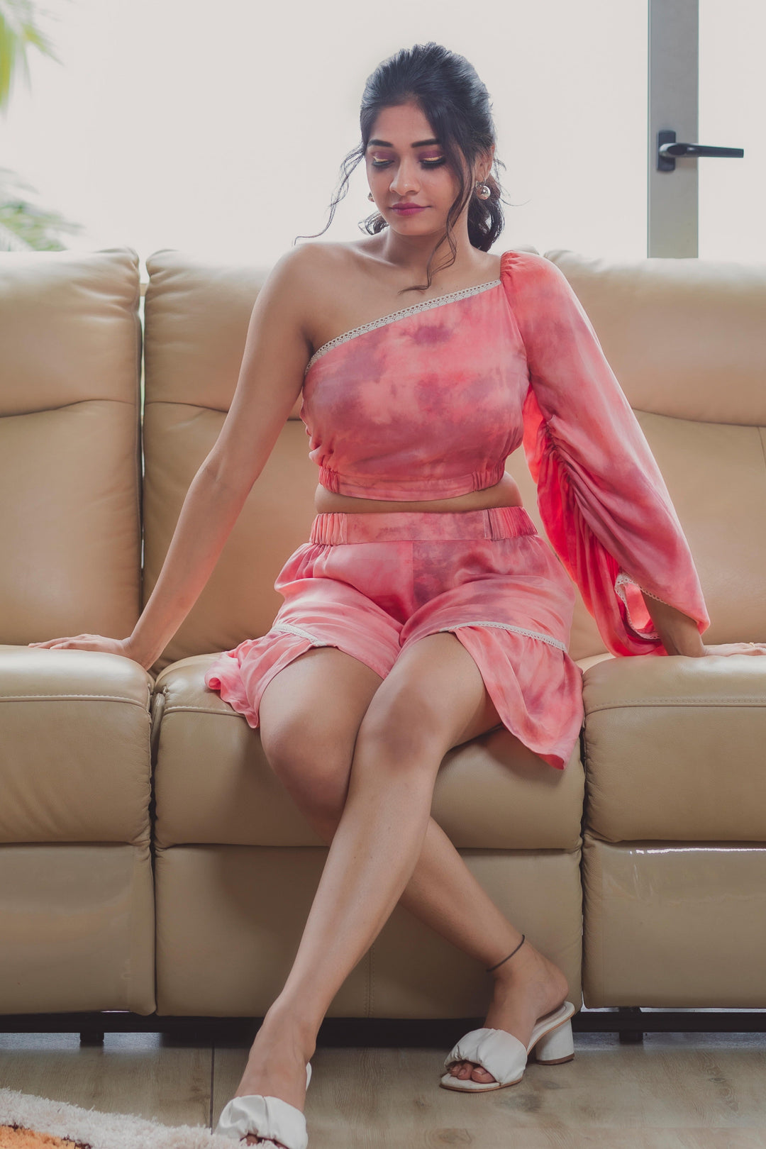 ITIDOR Blaire Peach One - Shoulder Blouse