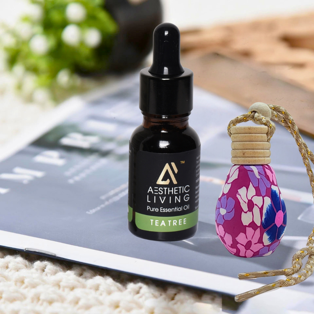 Aesthetic living car aromatizer/diffuser bottle with essential oil(gourd shape-15ml+ essential oil 15ml)