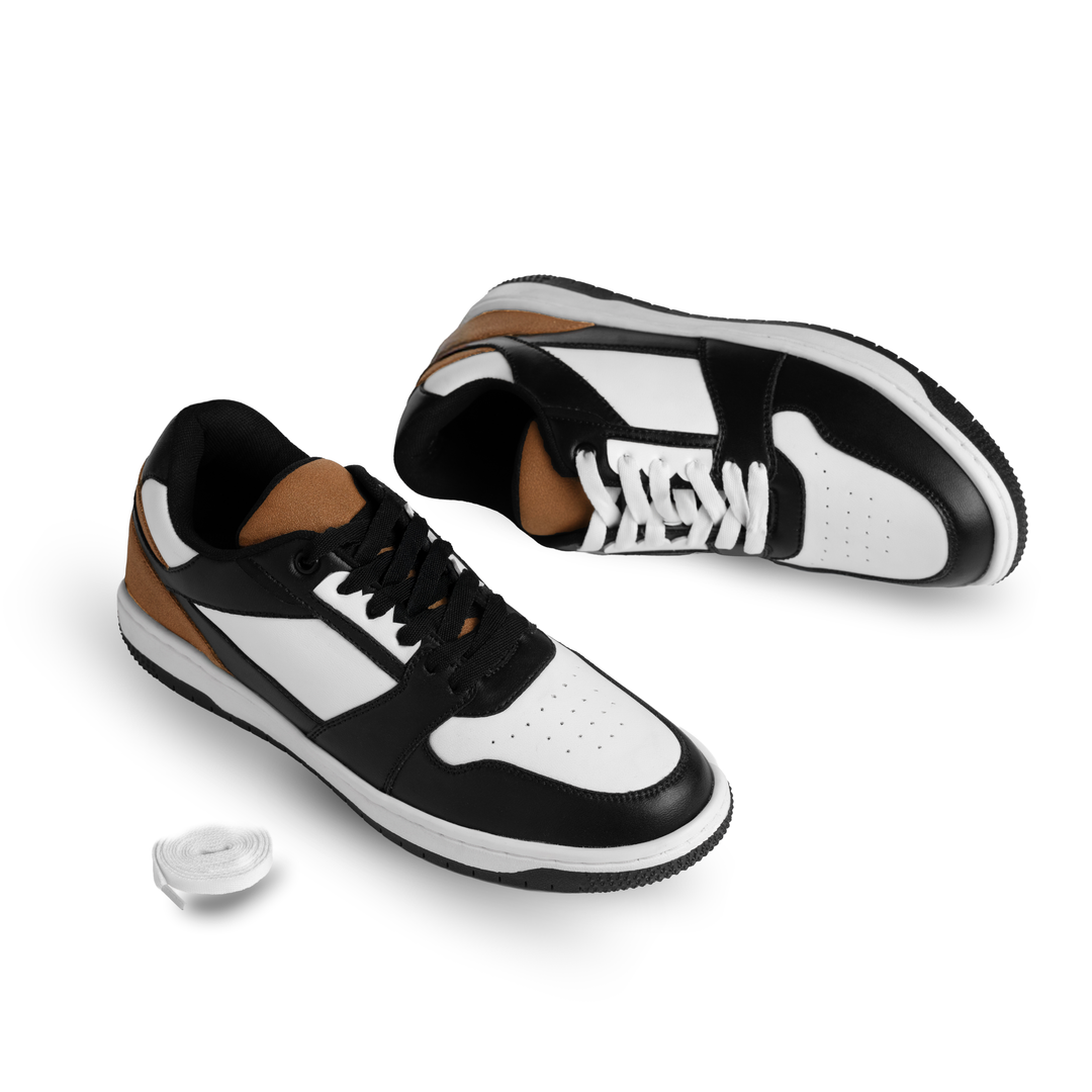 Comic Tan Mesh-Detailed Lace-Up Sneakers
