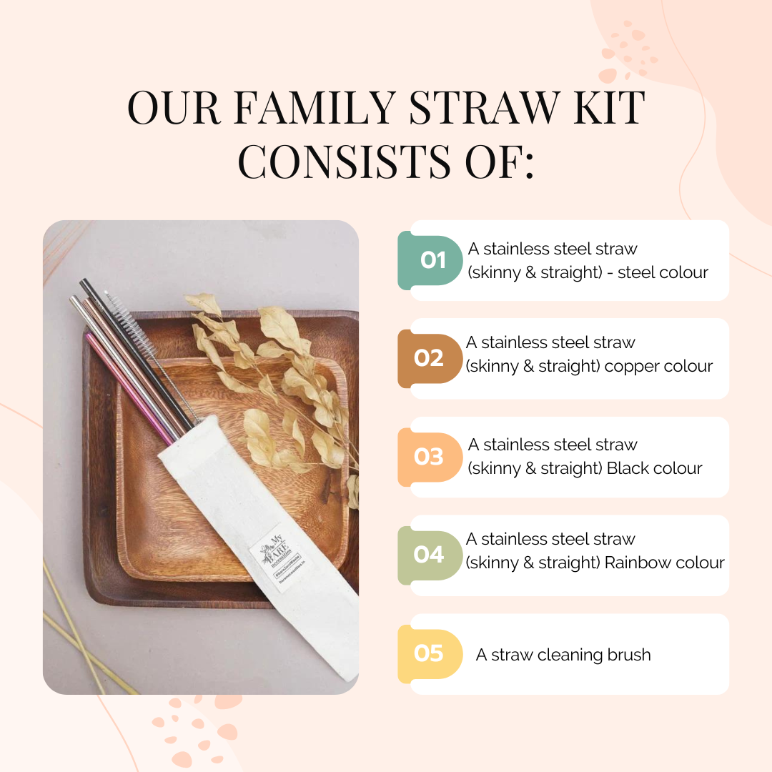 Bare Necessities Family Straw Kit [4 reusable straws]