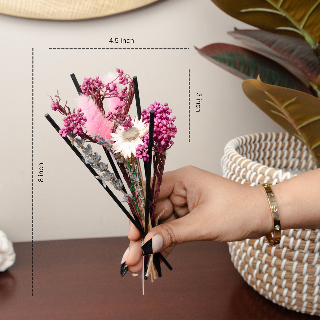 Blush Aroma Diffuser Garden | Reed Diffuser Gift Set with Dried Flowers