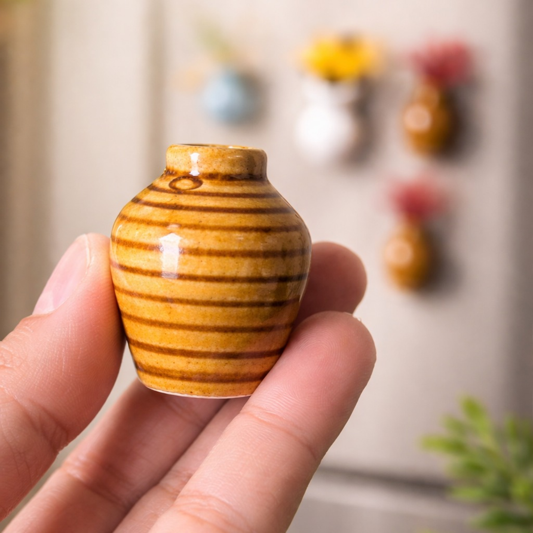 Garden Whispers Fridge Magnet Set of 6 | Mini Ceramic Flower Vase Magnets