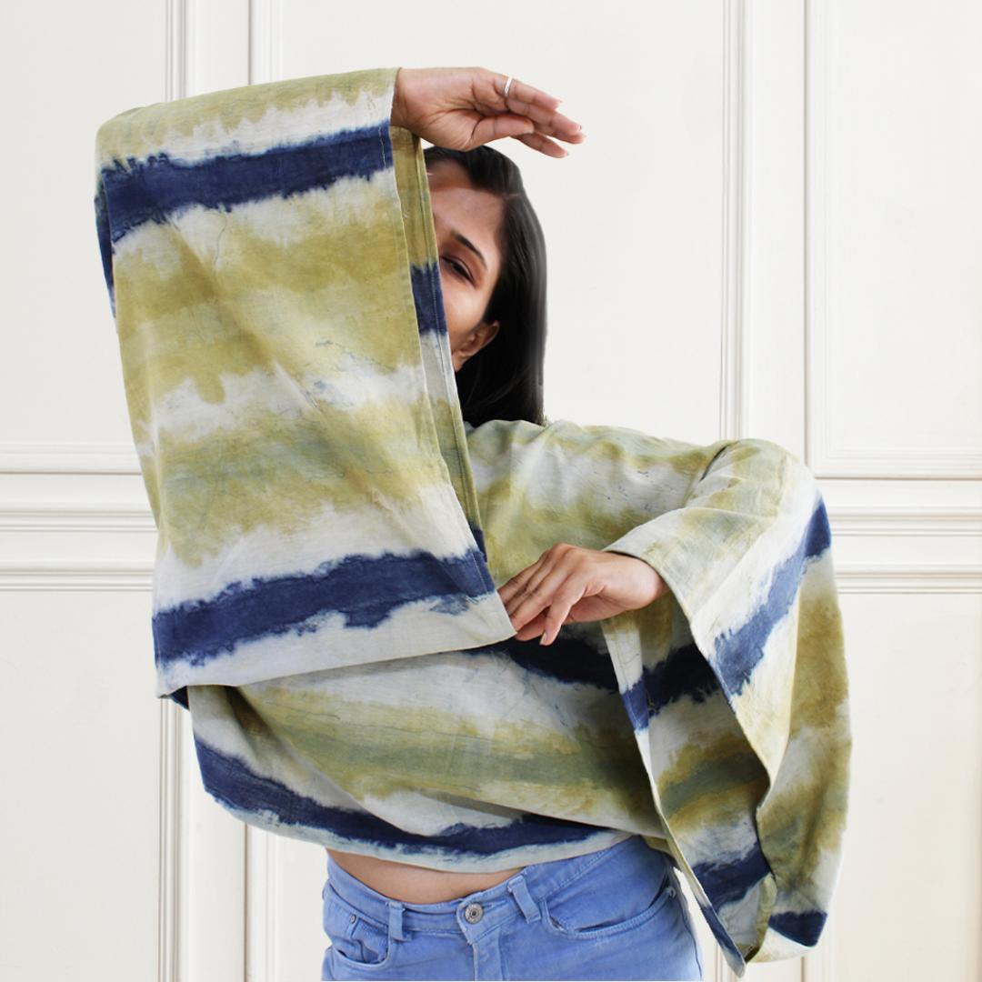 Bageeya "Rekha" Handwoven Organic Cotton Box top | Crafted with Harda and Indigo