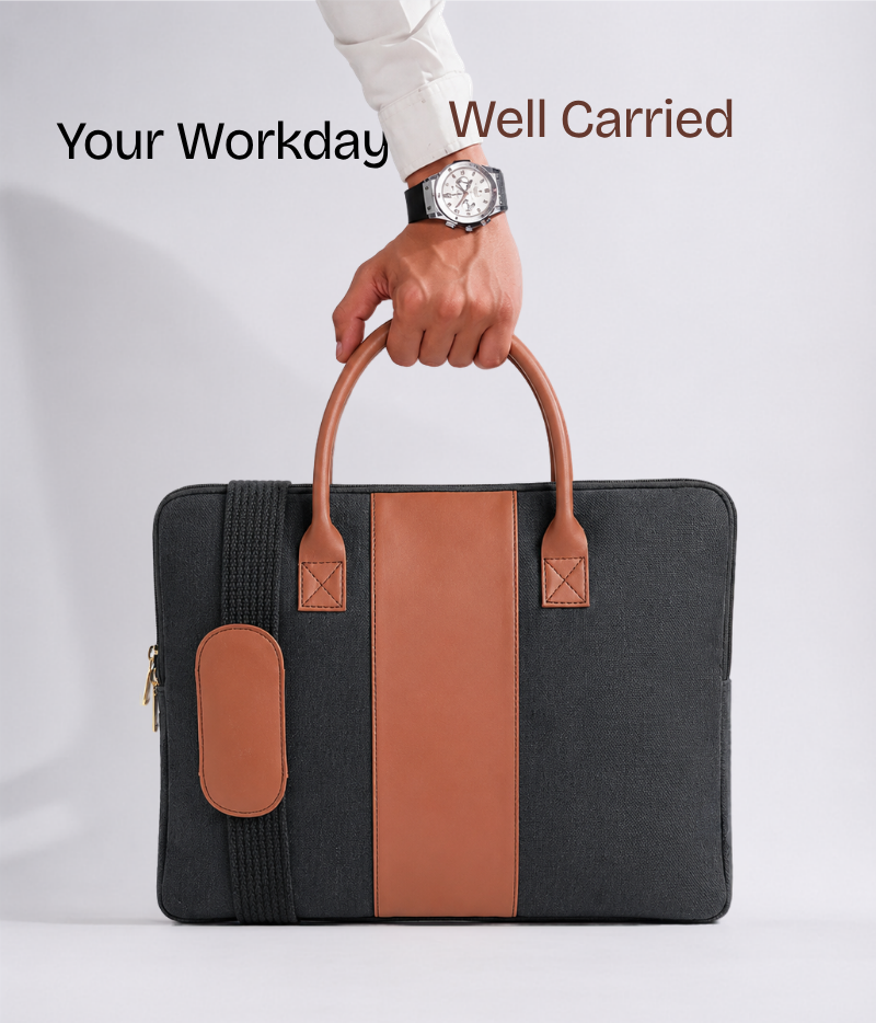 The Label GAIA Hemp and PU Slim Laptop Bag