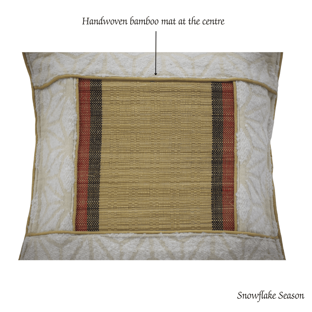 After Wait | Bamboo Cushion Cover – Snowflake Weave with Muga Gold