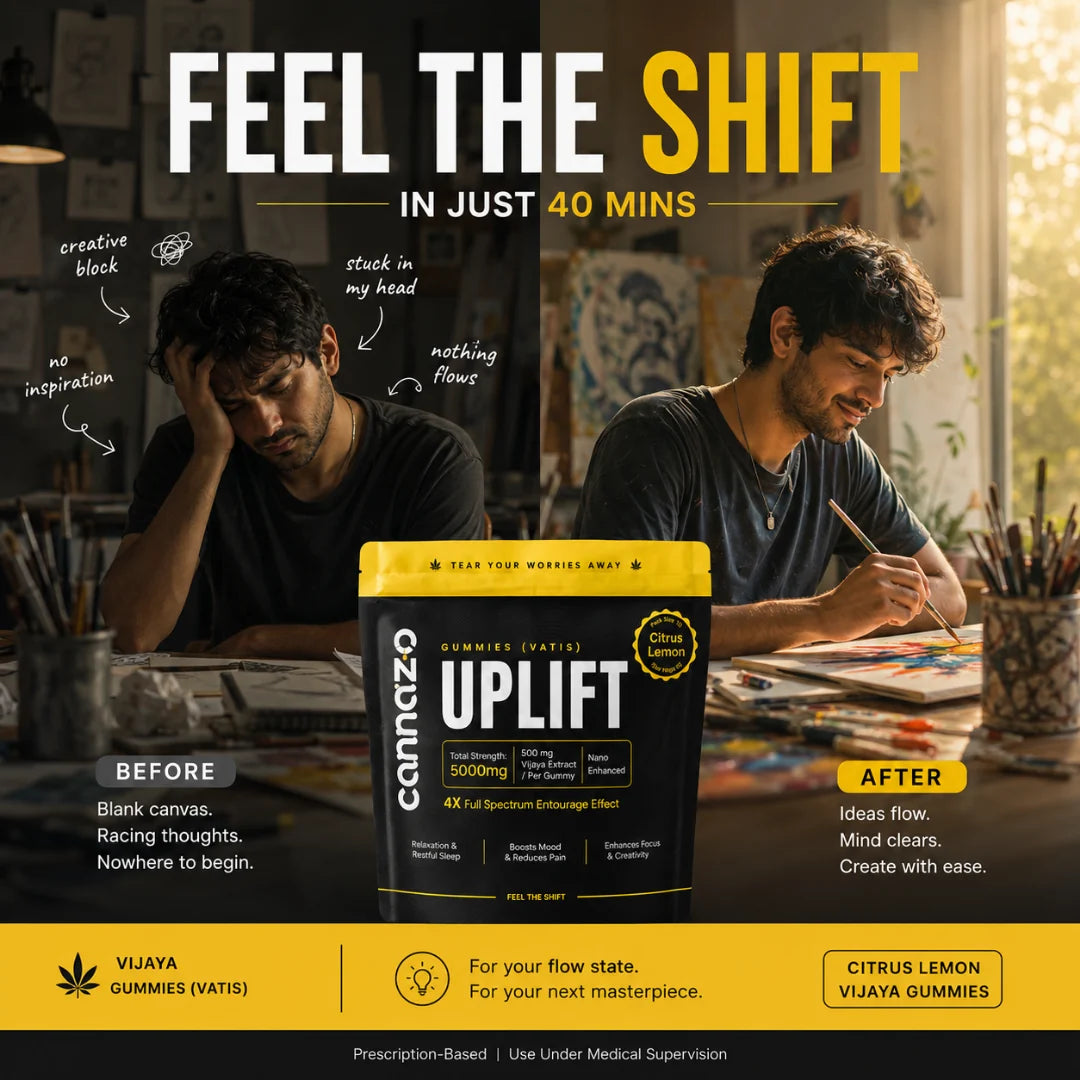 CannazoIndia Uplift Gummies -CBD DOMINANT | 500mg Citrus/Sour Lemon Vatis | 200mg Active Cannabinoids | Strong Support for Focus, Relaxation & Better Mood