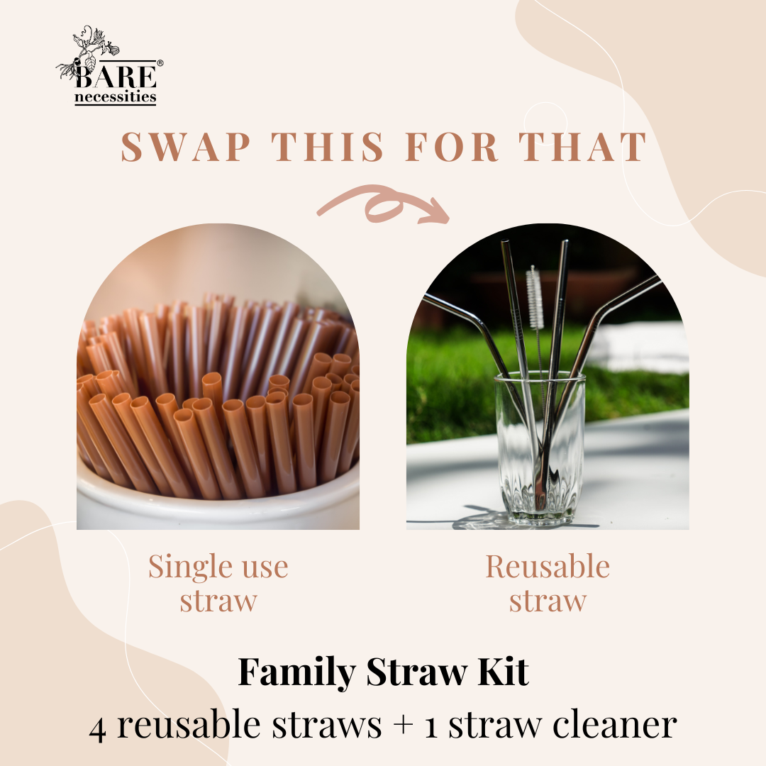 Bare Necessities Family Straw Kit [4 reusable straws]