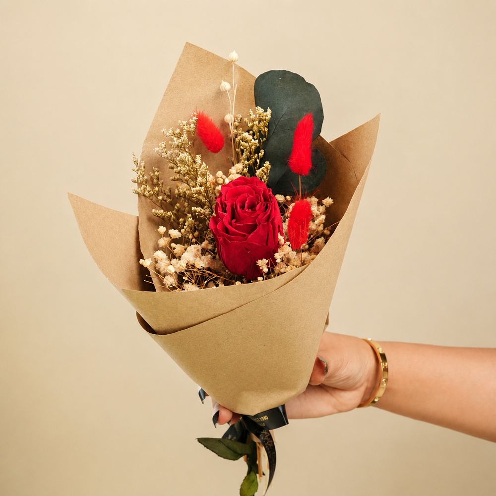 Ruby Romance Preserved Red Rose Bouquet | Dried Flower Gift Bouquet