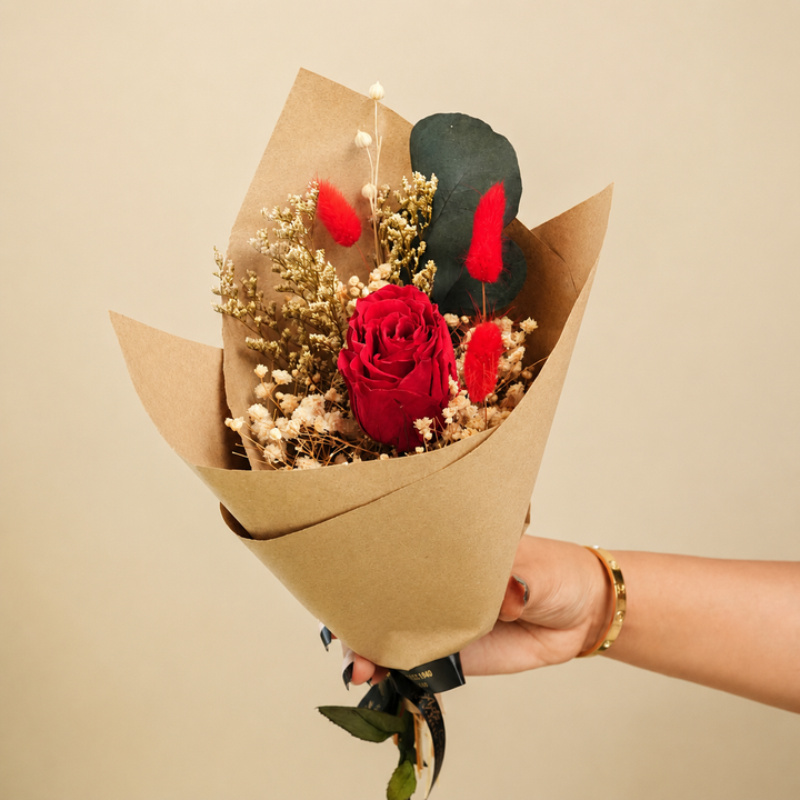 Ruby Romance Preserved Red Rose Bouquet | Dried Flower Gift Bouquet