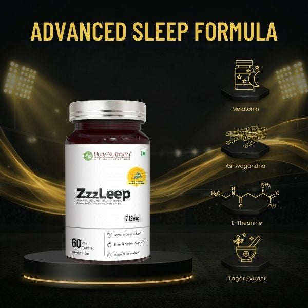 ZzzLeep Sleep Support Melatonin, L-Theanine & Tryptophan | Veg Tablets