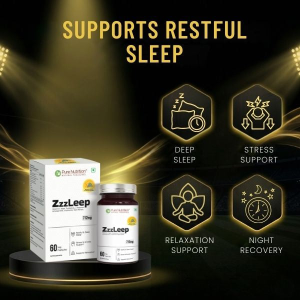 Pure Nutrition ZzzLeep Sleep Support Supplement  | Melatonin, L-Theanine, Ashwagandha | 60 Veg Capsules