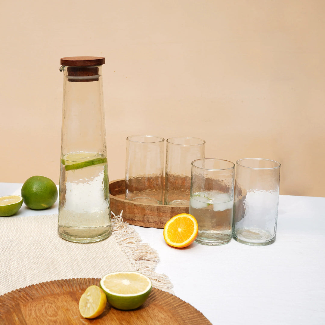 Muun Home Hammered Glass Carafe