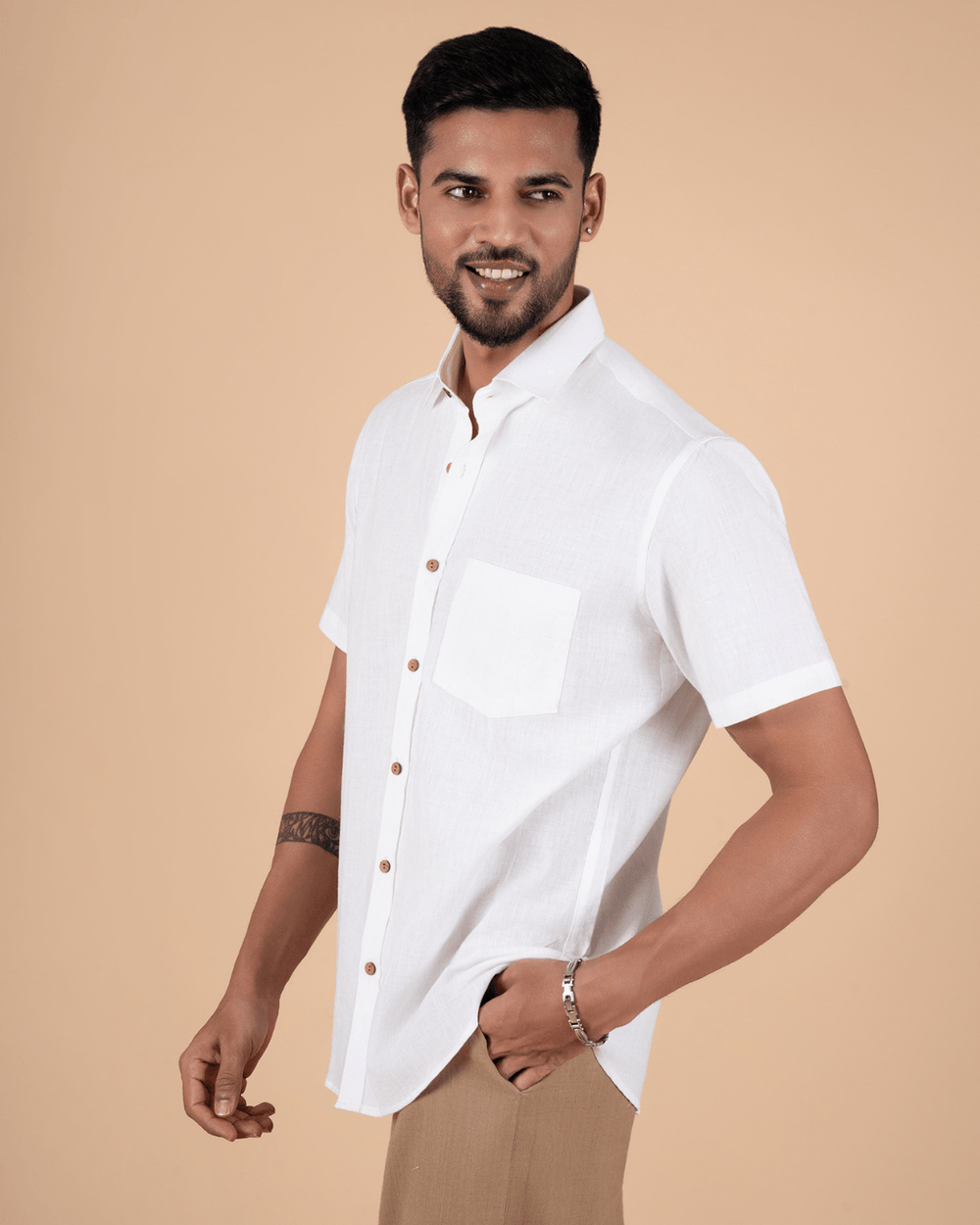 Elegant White Half Sleeve Shirt