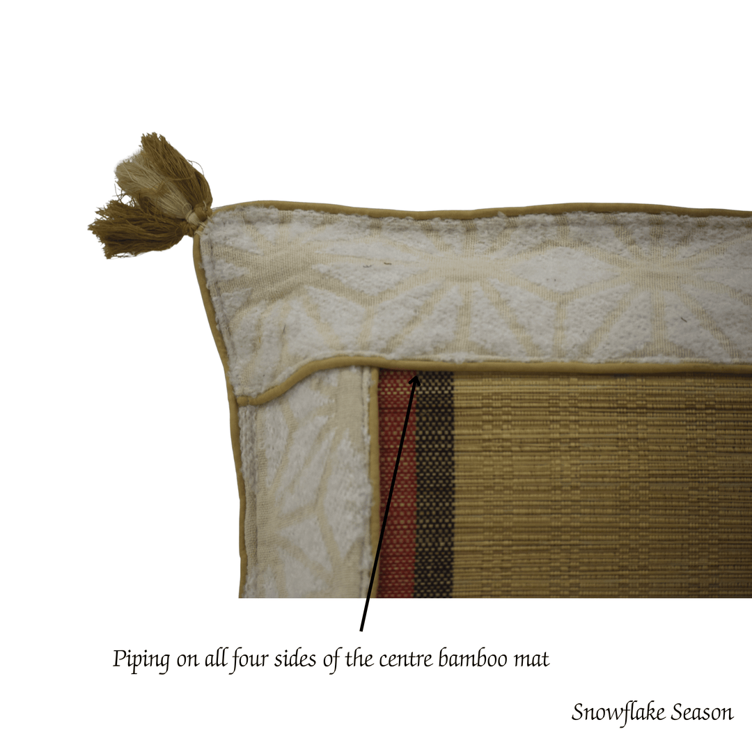 After Wait | Bamboo Cushion Cover – Snowflake Weave with Muga Gold