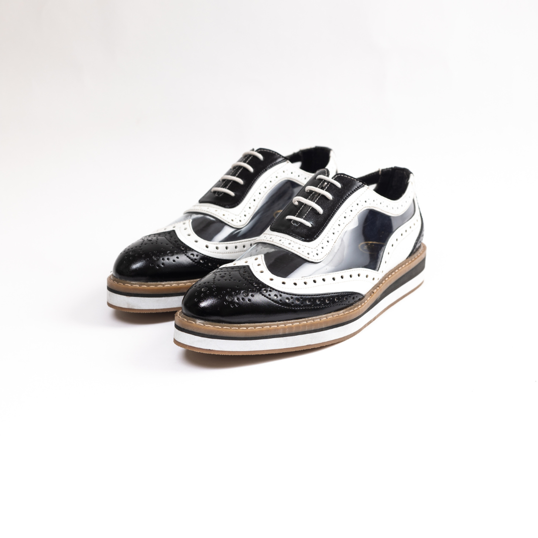 Monkstory Trance Transparent Brogues - Black/White