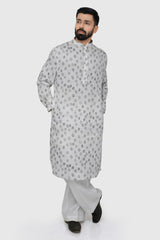 Adam Leaves Pebble- Men's Hemp Kurta (Long Tunic)