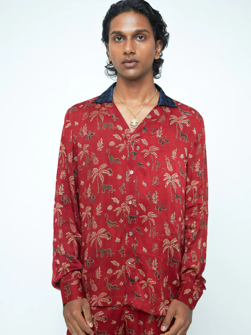Anushé Pirani Wild T-Shirt Shirt | Ajrakh Print Modal | Rosewood, Men&