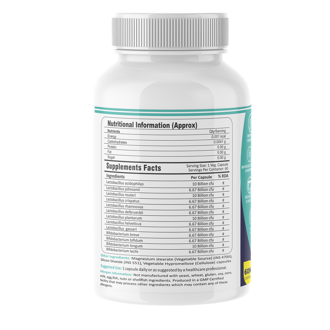 FM Nutrition Opti-Biotic I Multi-Strain Daily Probiotic I  100 Billion CFU of  Multi-Strains I Probiotic-Prebiotic-Postbiotic I  Gluten-free I Vegan I Stomach acid resistant I 60 Delayed-Release Caps