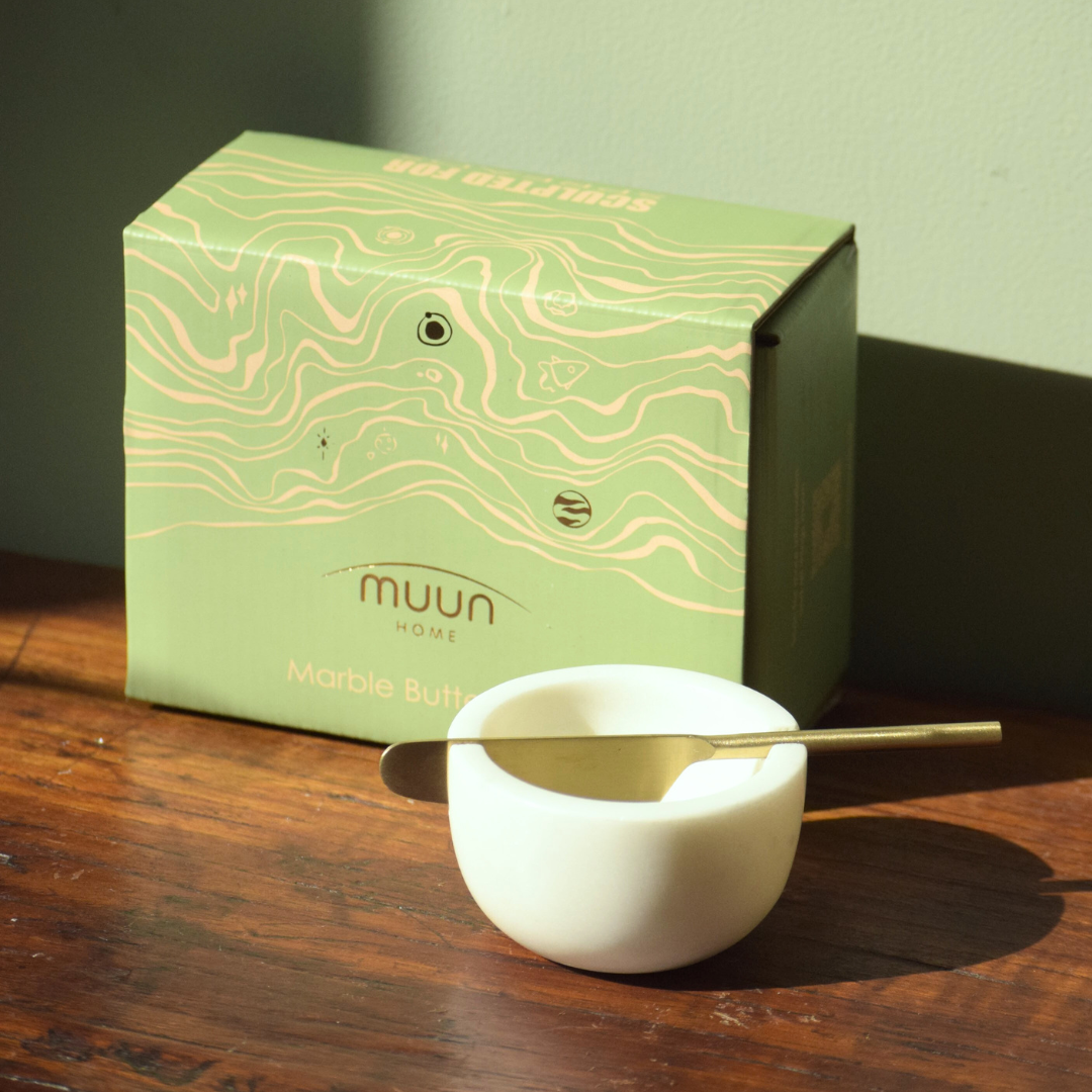 Muun Home Marble Butter Dish with Gold Knife