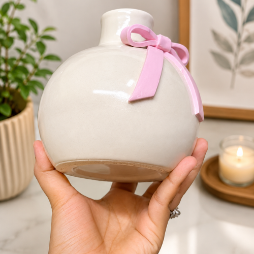Noeud Rose – 3D Pink Bow Ceramic Vase