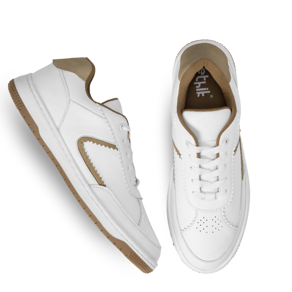 Flaire-Beige Textured Lace-Up Sneakers