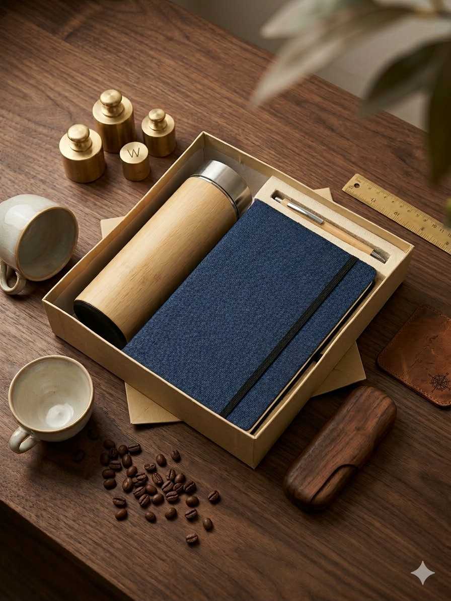 The Label Gaia Gift Set: Elastic loop Diary, Pen & Bottle | Hemp