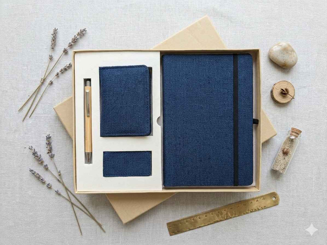 The Label Gaia Executive Gift Set | Hemp Diary, Money Clip & Card Holder