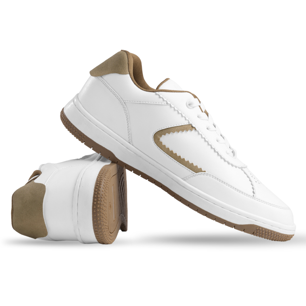 Flaire-Beige Textured Lace-Up Sneakers