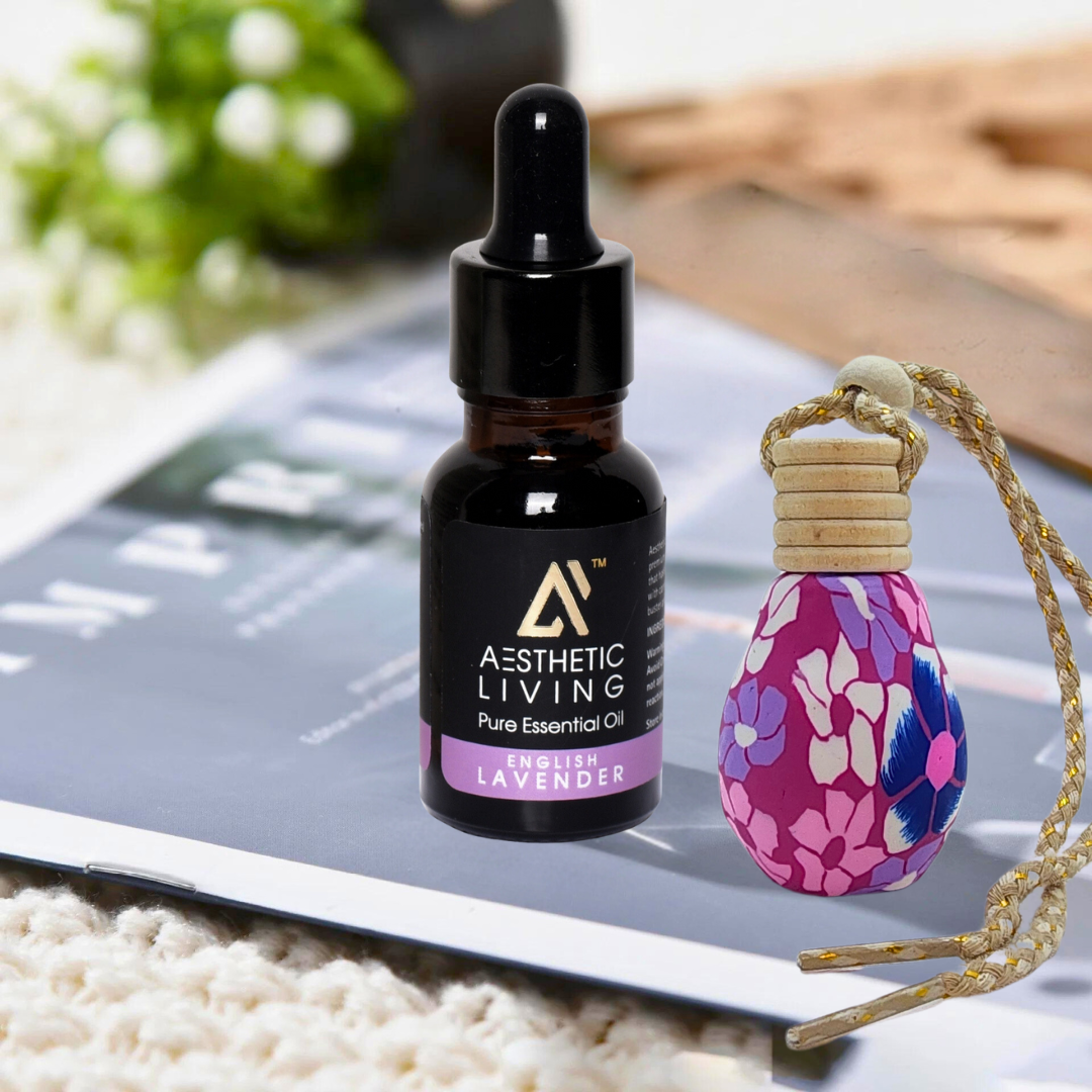 Aesthetic living car aromatizer/diffuser bottle with essential oil(gourd shape-15ml+ essential oil 15ml)