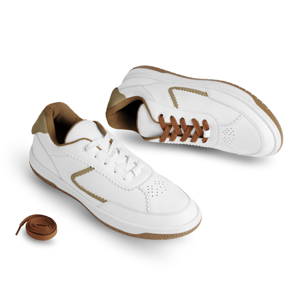 Flaire-Beige Textured Lace-Up Sneakers