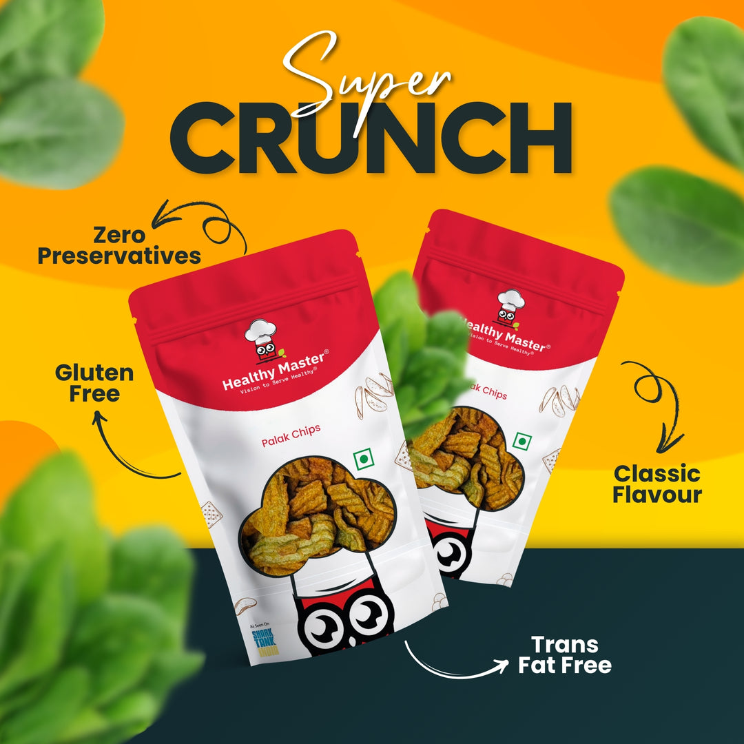 Healthy Master Palak Chips - Light and Crispy (Spice Magic) | Jain Friendly | Spinach Chips