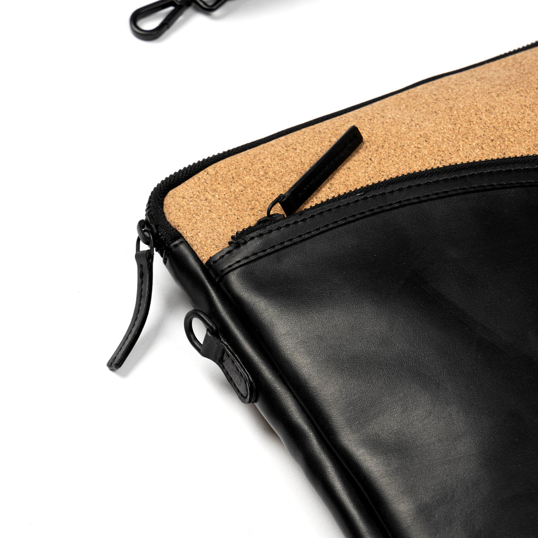 Green Hermitage Acacia Vegan Leather Laptop Sleeve - Black