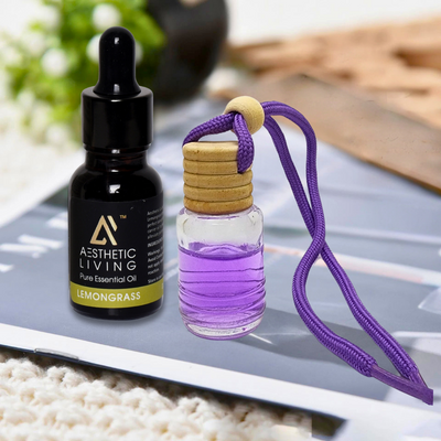 Aesthetic living car aromatizer/diffuser bottle with essential oil(Multi shape transparent -10ml+ essential oil 15ml)