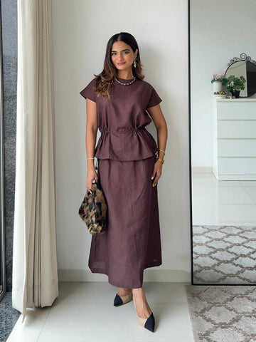 COCOA CALM LINEN CO-ORD SET