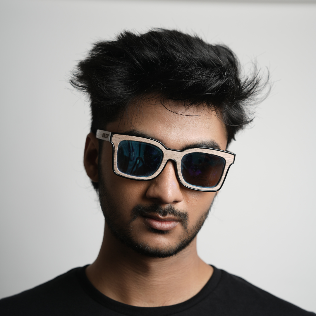 Monkstory MonkStory Woody Wood+Acetate Unisex Sunglasses - Reflective Lens