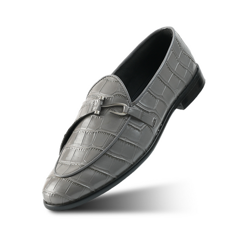 Monkstory Eclecta Croco Side Hook Slip Ons - Grey