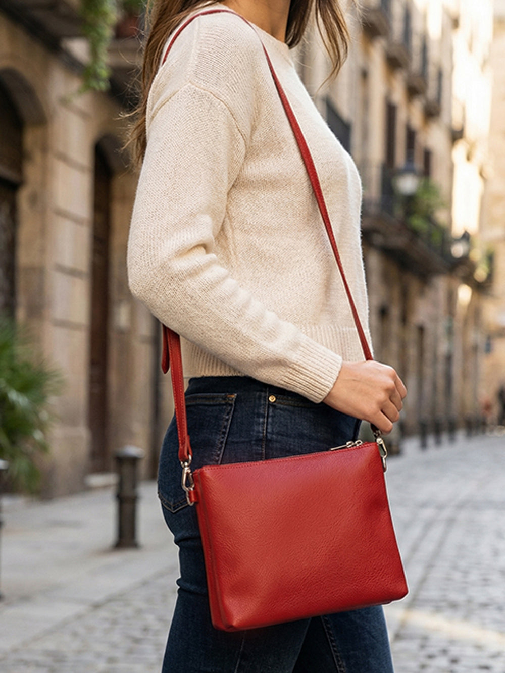 Dual Sling Vegan Leather Crossbody