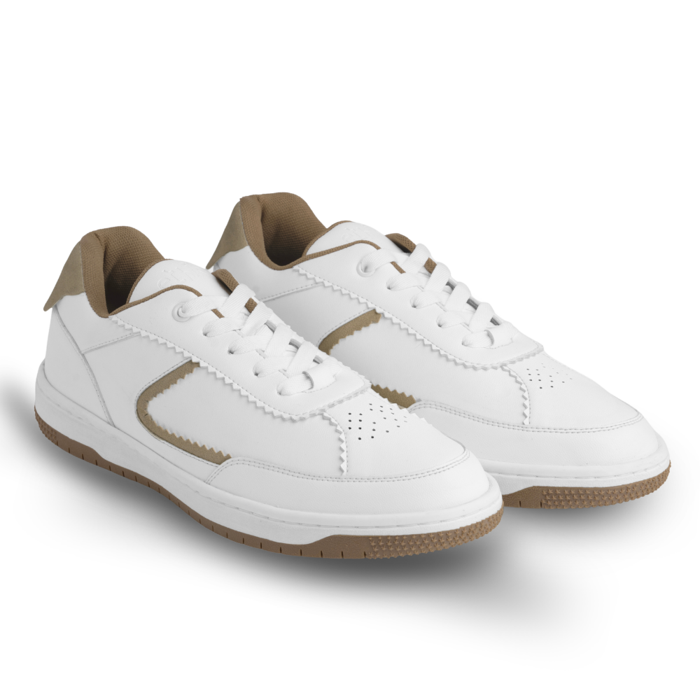 Flaire-Beige Textured Lace-Up Sneakers