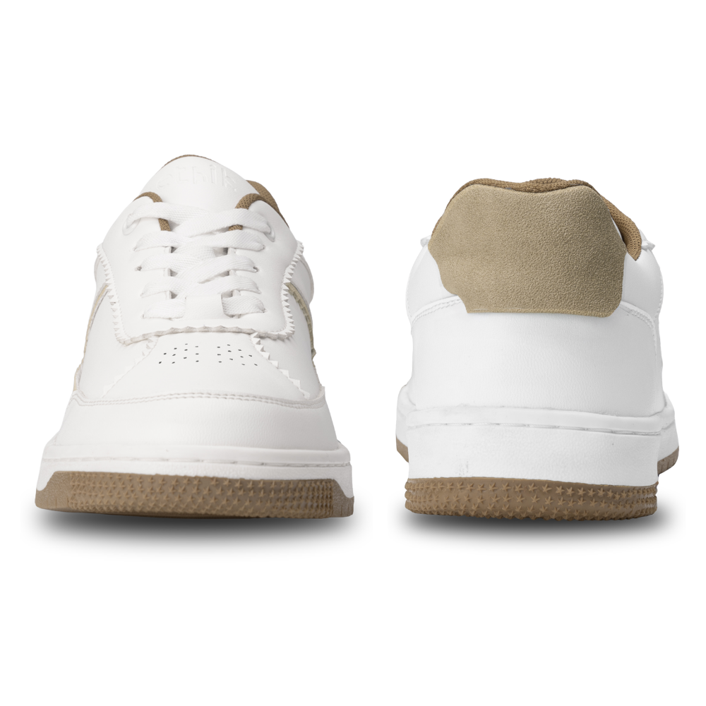 Flaire-Beige Textured Lace-Up Sneakers